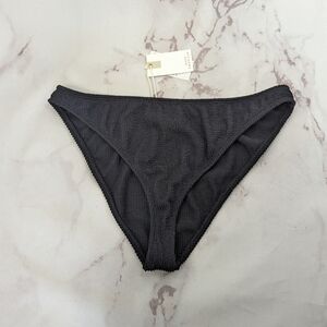Good American Swim Bottom Women 1 2 S M Small Black Crinkle Bikini Always Cheeky